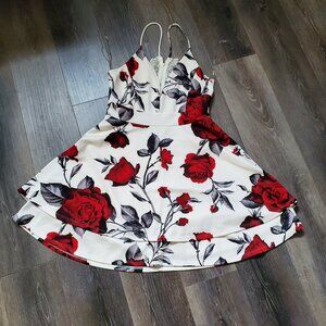 IRIS Cut out Back Flare Dress with Flowers size XL